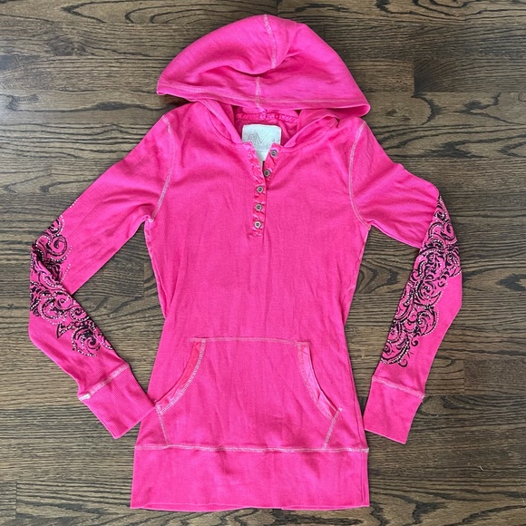 Maurices Tops - Maurices Long Sleeve Shirt Bling Rhinestones Pink